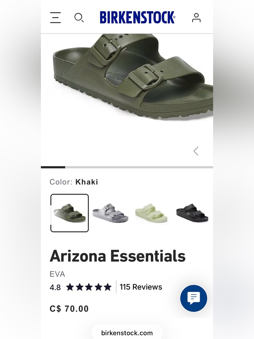 NWT Size US 10-10.5/ EU 41 - Birkenstock Arizona EVA Sandals Color Khaki